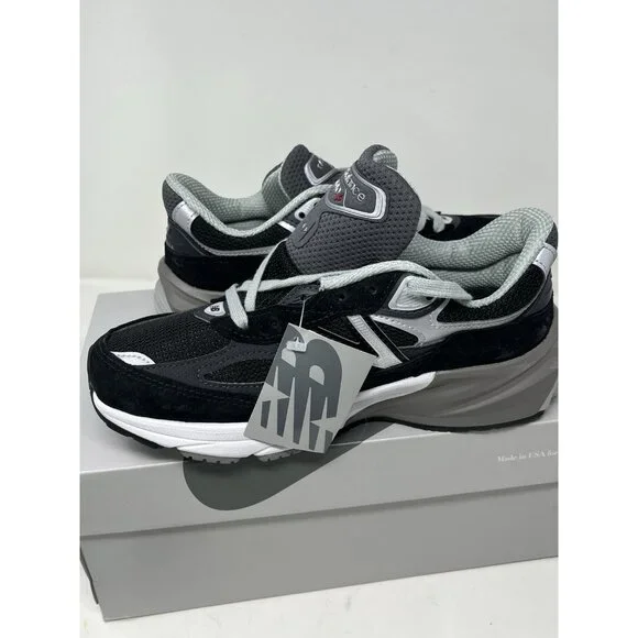 New Balance 990v6 990 Made in USA SZ 6.5 Womens Black White Silver w990BK6 Shoes - Picture 10 of 13